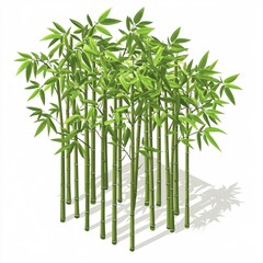 Naklejka premium Isometric Vector Design of Serene Bamboo Plants in Tranquil Zen Garden
