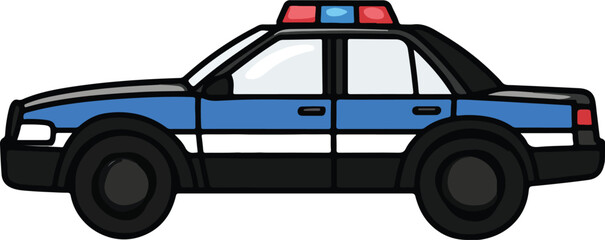 Police Car Vector Illustration on Transparent Background