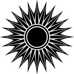 Black and white sun icon 