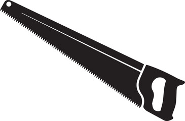 Crosscut Saw Silhouette Black Vector | Woodworking Hand Tool Icon