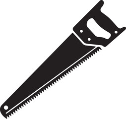 Crosscut Saw Silhouette Black Vector | Woodworking Hand Tool Icon