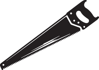 Crosscut Saw Silhouette Black Vector | Woodworking Hand Tool Icon