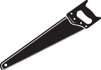 Crosscut Saw Silhouette Black Vector | Woodworking Hand Tool Icon