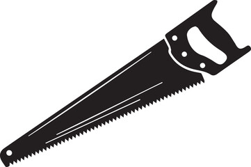 Obraz premium Crosscut Saw Silhouette Black Vector | Woodworking Hand Tool Icon
