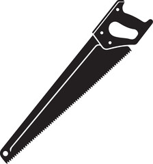 Crosscut Saw Silhouette Black Vector | Woodworking Hand Tool Icon