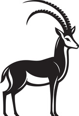 Stylized Black and White Gazelle Vector Illustration – Antelope Silhouette Logo Design