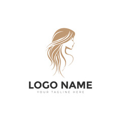 Elegant Woman Logo Design Beige and Brown Minimalist Icon