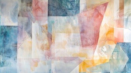 Modern Abstract Design with Watercolor Fusion and Geometric Shapes Set Against a Creative Background