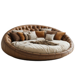 Round Bed isolated on transparent background.