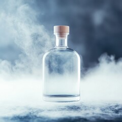 Mystical Clear Bottle with Wooden Cork in Smoky Haze, Glassware , Still Life