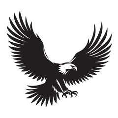 Fototapeta premium Vector illustration of a flying eagle, a powerful bird with outstretched wings shown in silhouette form