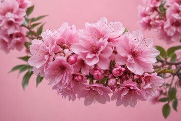 Close-up of clustered pink blossoms against a soft pink backdrop, floral, floral background, floral design