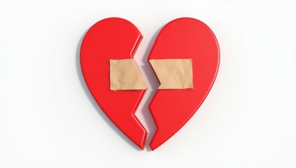 broken heart love relationship and plaster bandage