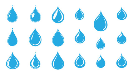 Pixel Art Water Drops Blue Raindrop Collection for Design Projects