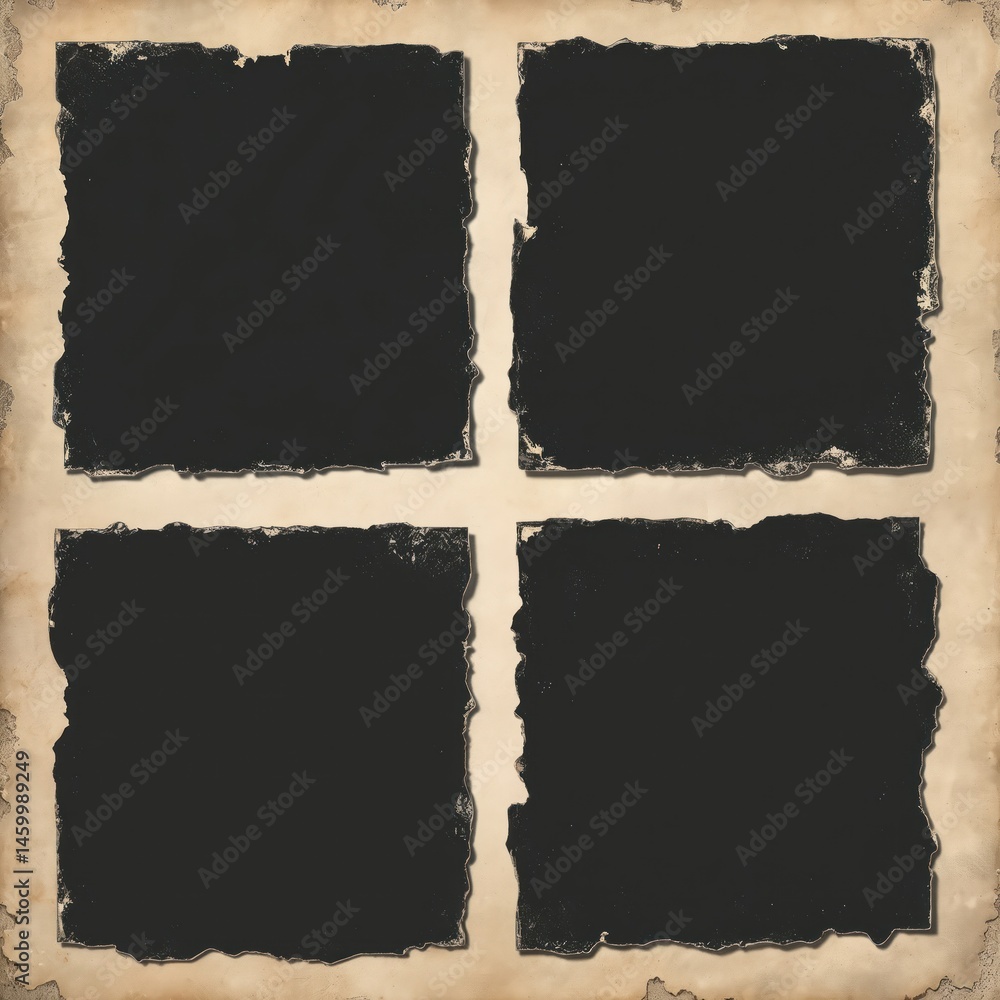 Poster vintage empty black torn poster overlay texture background. grunge torn edges with blank space for t