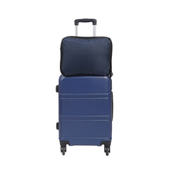 Blue travel suitcase isolated on white background