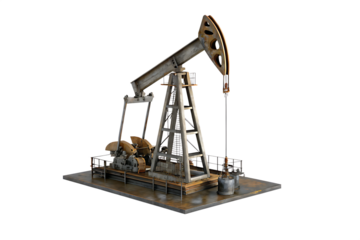 oil pump jack on oilfield industry isolated on white background PNG