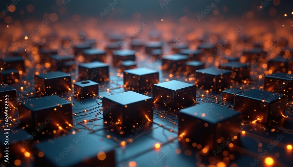 Aufkleber abstract illustration digital circuit connections representing innovation, tech. glowing network str