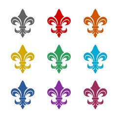 Fleur de lis icon isolated on white background. Set icons colorful © sljubisa