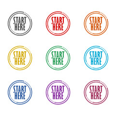Obraz premium Start here button icon isolated on white background. Set icons colorful