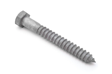 Galvanized hex lag screw on white