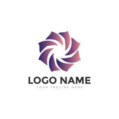 Abstract Purple Flower Logo Design Gradient Vector Icon