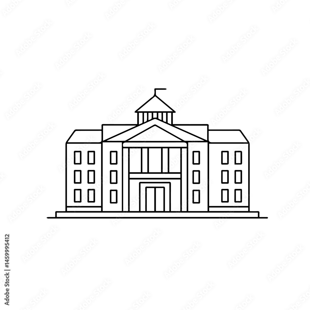 Aufkleber simple line drawing university building illustration. university building design shows classic archi