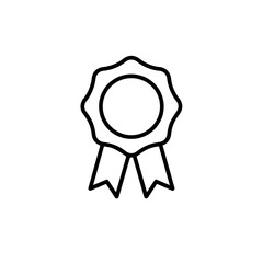 Award rosette with ribbon. Simple achievement symbol.  Elegant award icon perfect for certificates, diplomas, or school announcements. This simple award design is ideal for school projects or universi