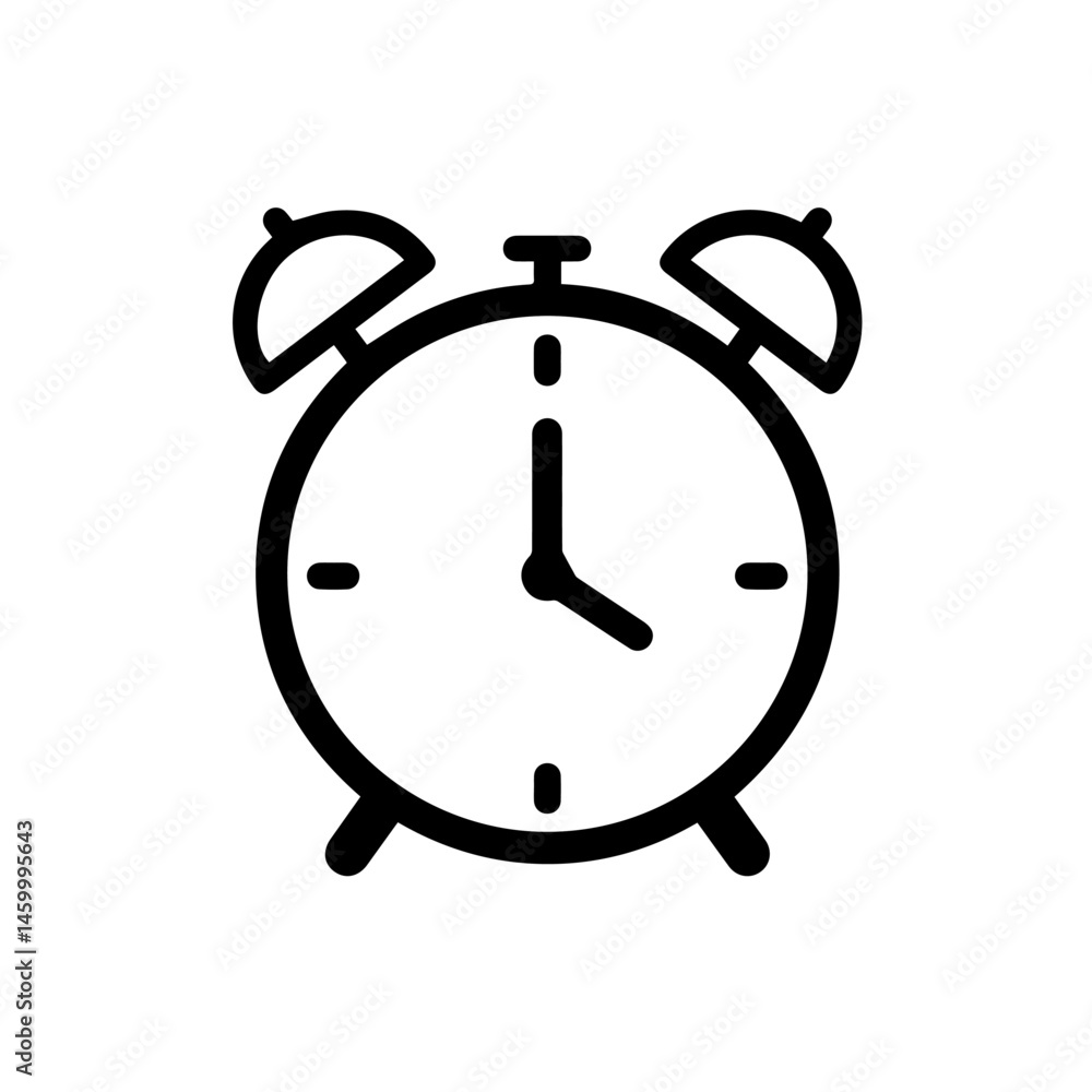 Poster classic alarm clock design showing time management. simple alarm clock icon perfect for schedule rem