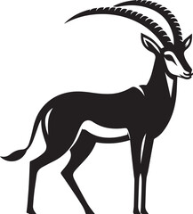 Stylized Black and White Gazelle Vector Illustration – Antelope Silhouette Logo Design