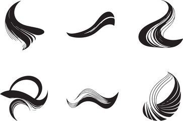 A set of vector elements, modern flat design with intricate black lines and futuristic aesthetics of sharp angles and smooth curves, simple two-dimensional shapes, soft dreamy atmosphere and high tech