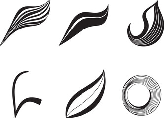 A set of vector elements, modern flat design with intricate black lines and futuristic aesthetics of sharp angles and smooth curves, simple two-dimensional shapes, soft dreamy atmosphere and high tech