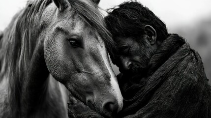 A horse resting its head against its ownerâ€™s shoulder, deep companionship --ar 16:9 --v 6.1 Job ID: b180ea1a-d66b-4ed8-8f3a-d8c9cd2c04ee