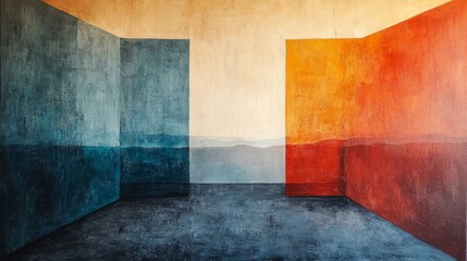 Abstract interior painting featuring  muted colors.