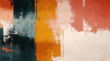 Abstract painting with bold, vibrant color strokes.