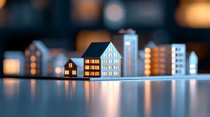 Illuminated Miniature Cityscape at Night