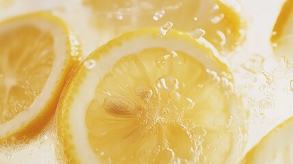 Chilled Iced Lemonade in a Glass with Floating Lemon Slices and Visible Water Droplets on White Background