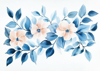 Watercolor Leaves Flowers
