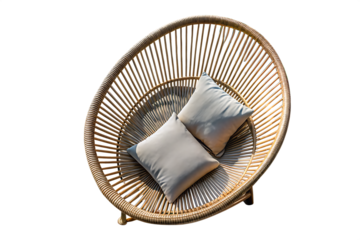 Top view of outdoor cord lounge armchair isolated on white background PNG