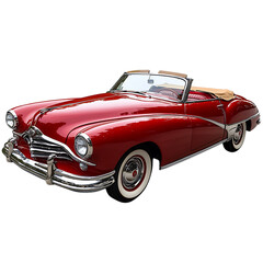 A Vintage Red Convertible with Chrome Accents Isolated on Transparent Background