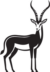 Stylized Black and White Gazelle Vector Illustration – Antelope Silhouette Logo Design