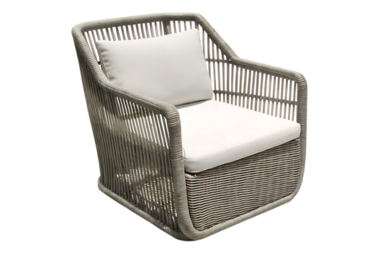 top view of outdoor cord lounge armchair isolated on white background PNG