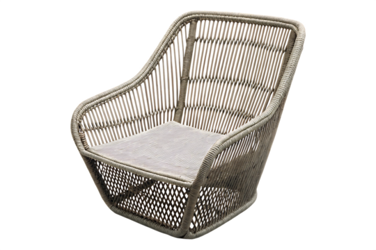 top view of outdoor cord lounge armchair isolated on white background PNG