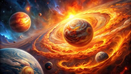 A Cosmic Inferno Planets Dance in a Blaze of Fire and Gas