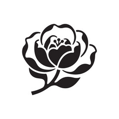 Camellia Flower Silhouette – Bold Black Minimalist Vector for Laser Cutting and Crafting

