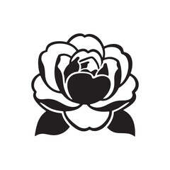 Camellia Flower Silhouette – Bold Black Minimalist Vector for Laser Cutting and Crafting


