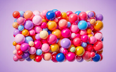 A 3D render of a rectangular grid pattern made of spheres in various pastel colors