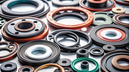 A diverse collection of rubber seals and o-rings in various sizes, shapes, and colors, showcasing the wide range of industrial applications for these essential components.