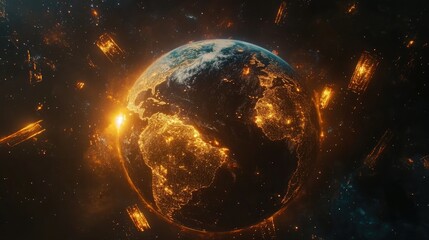 Earth engulfed in fiery cosmic rays