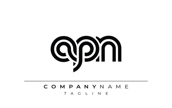 APN Creative Unique Modern Letter Logo Design. Stylized logo featuring a unique letter design, presenting abstract minimalist aesthetics and modern appeal.